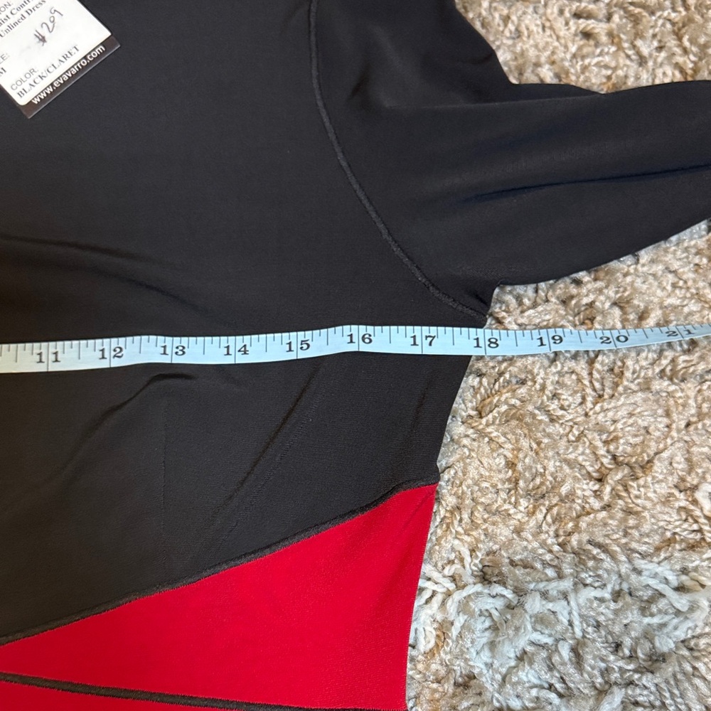 NWT Eva Varro 3/4 Sleeve Waist Contrast Insert Dress Black/Claret size Medium - Picture 11 of 15